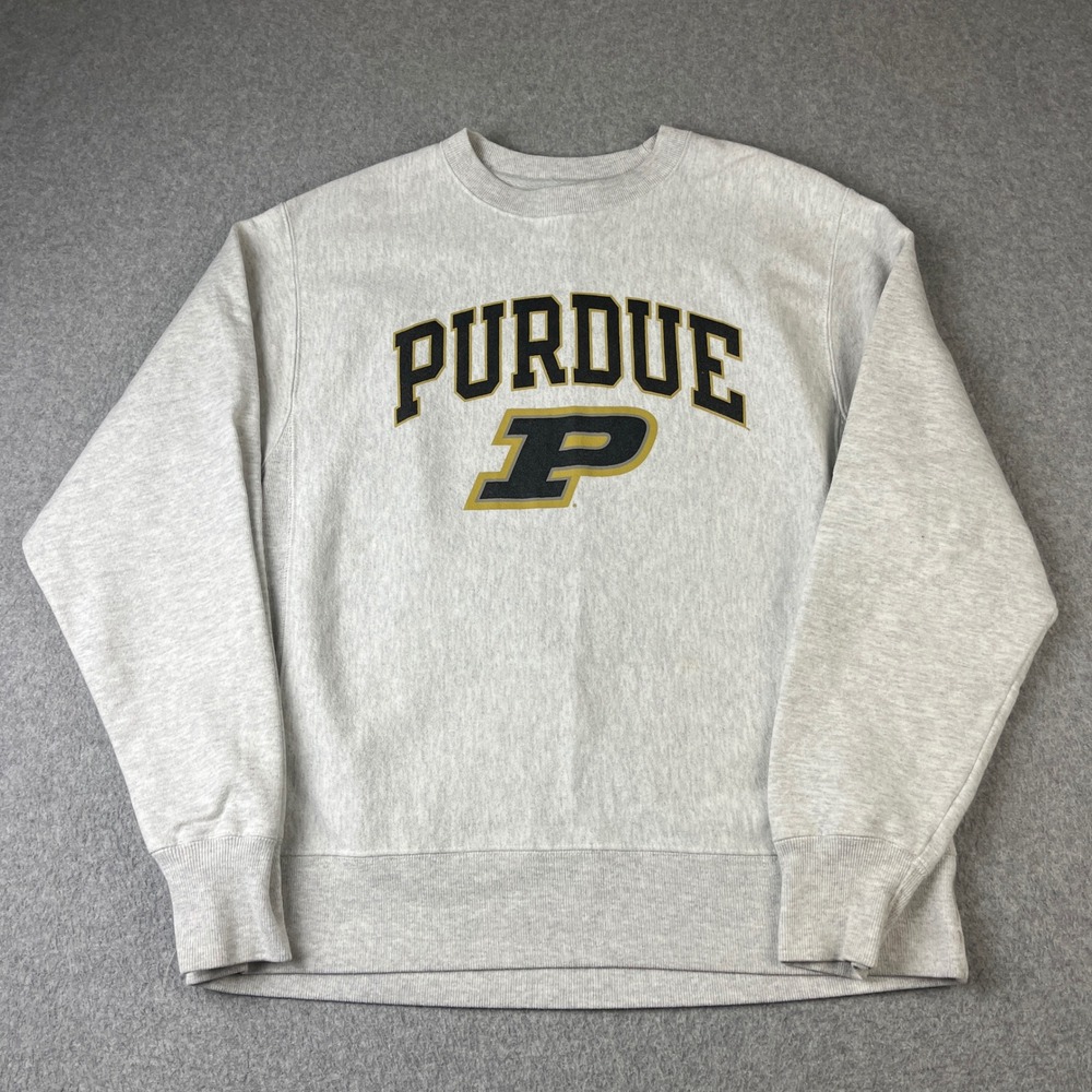 Champion Reverse Weave Sweatshirt Mens Medium Gray Purdue University Crewneck